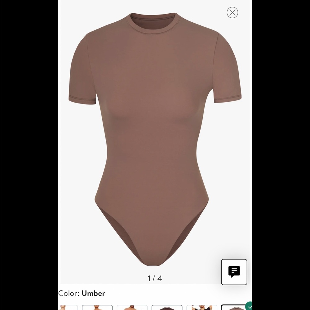 SKIMS Fits Everybody Short Sleeve Brief  Bottom Bodysuit color UMBER  3X NWOT